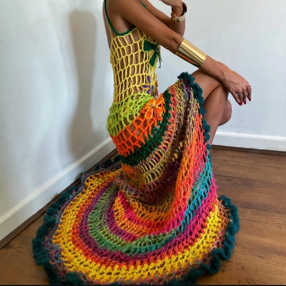 Multicolor handmade Crochet Maxi Dress - Picture 9 of 14